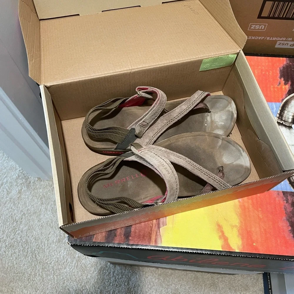 Merrell mimosa clove kangaroo tan leather hiking sandal size 7 - Picture 1 of 2